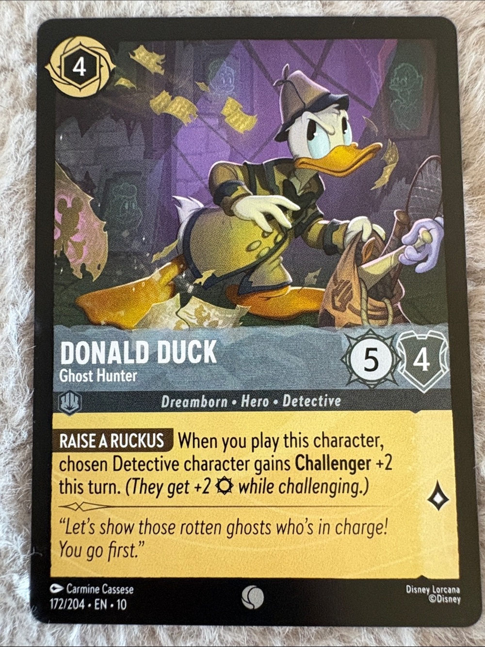 Disney Lorcana Donald Duck Ghost Hunter Card 172/204 Whispers in the Well